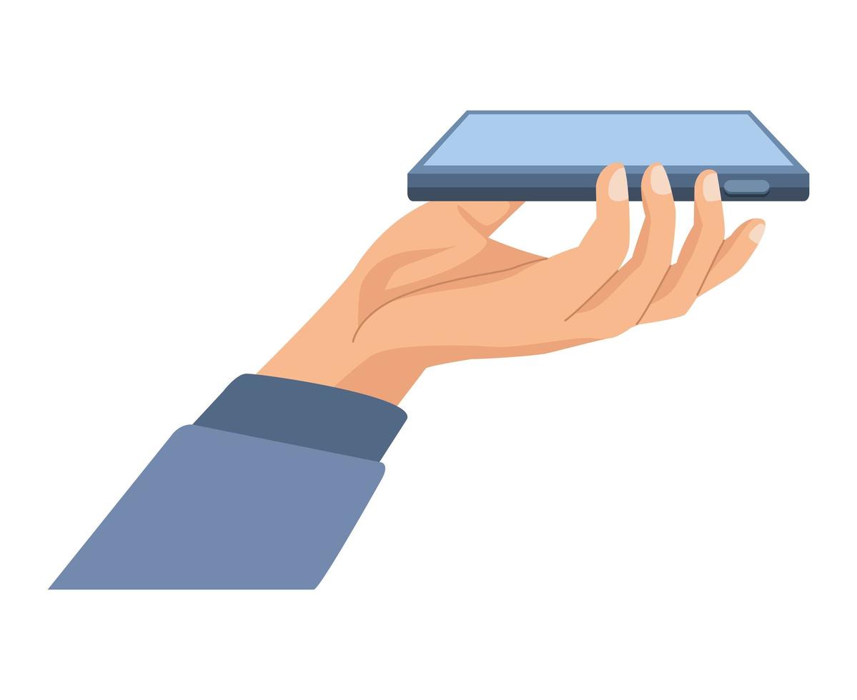 hand with smartphone vector