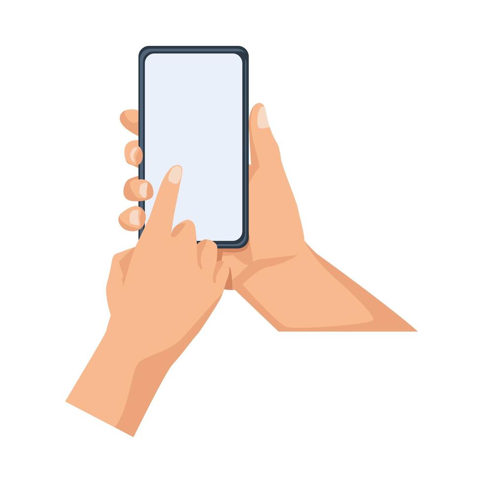 mano con el icono de teléfono inteligente vector