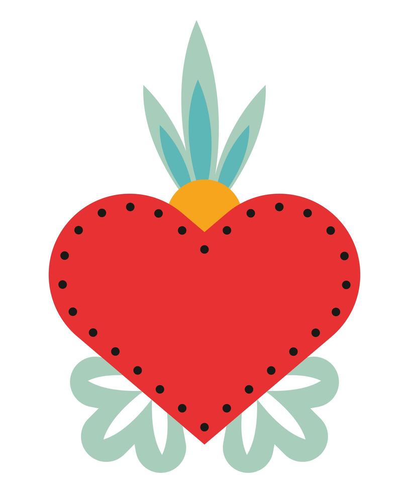 heart love with petals vector