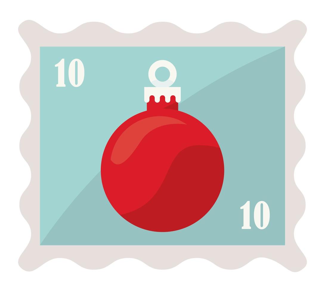 santa letter ball stamp vector