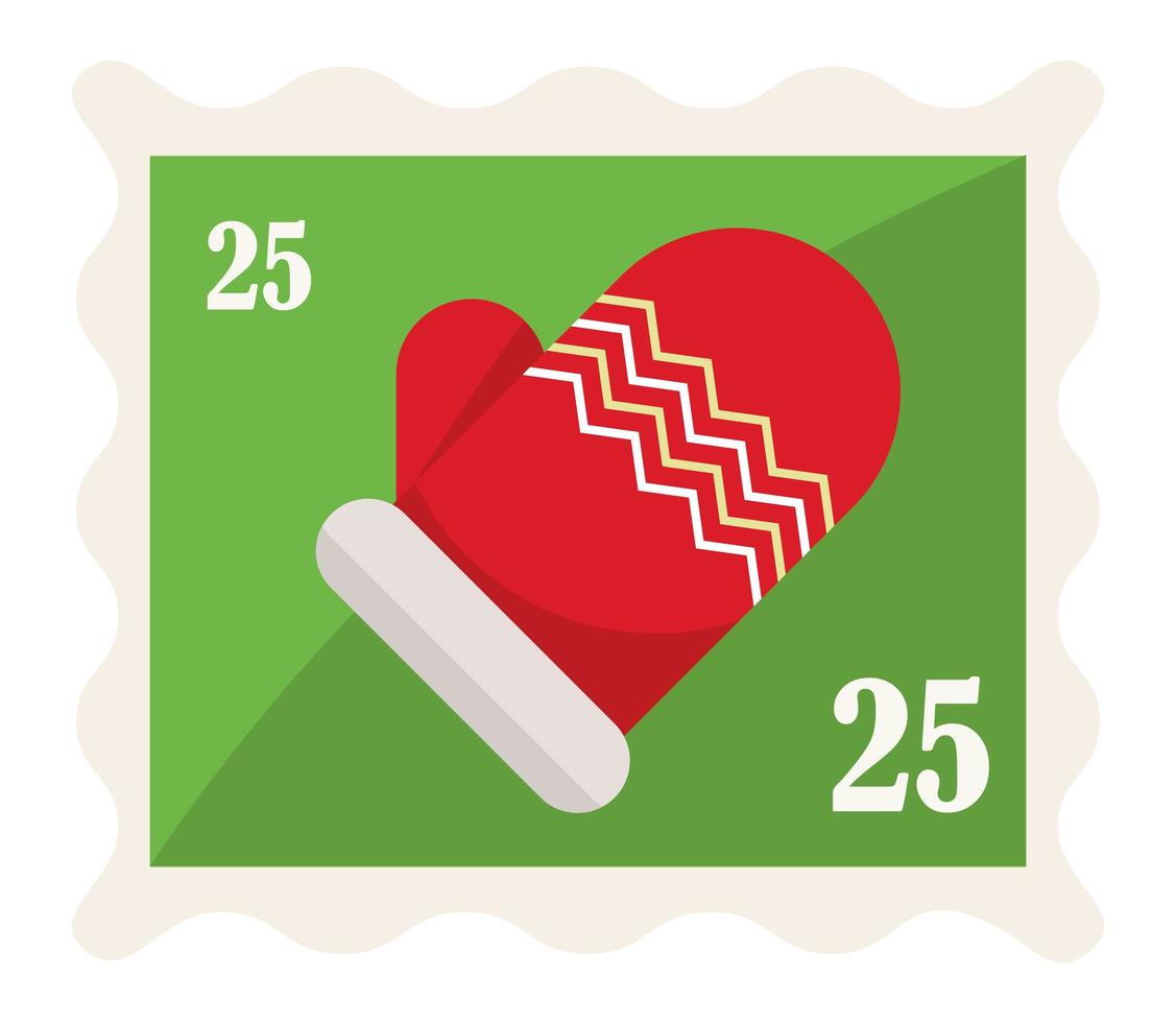 santa letter glove stamp vector