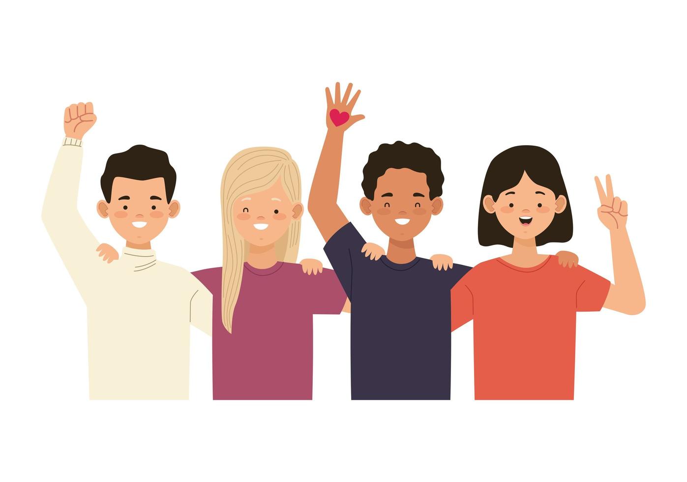 four human rights activists vector