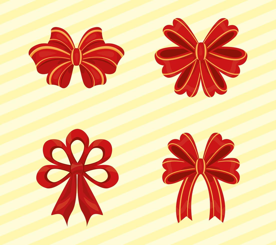 four red bows vector