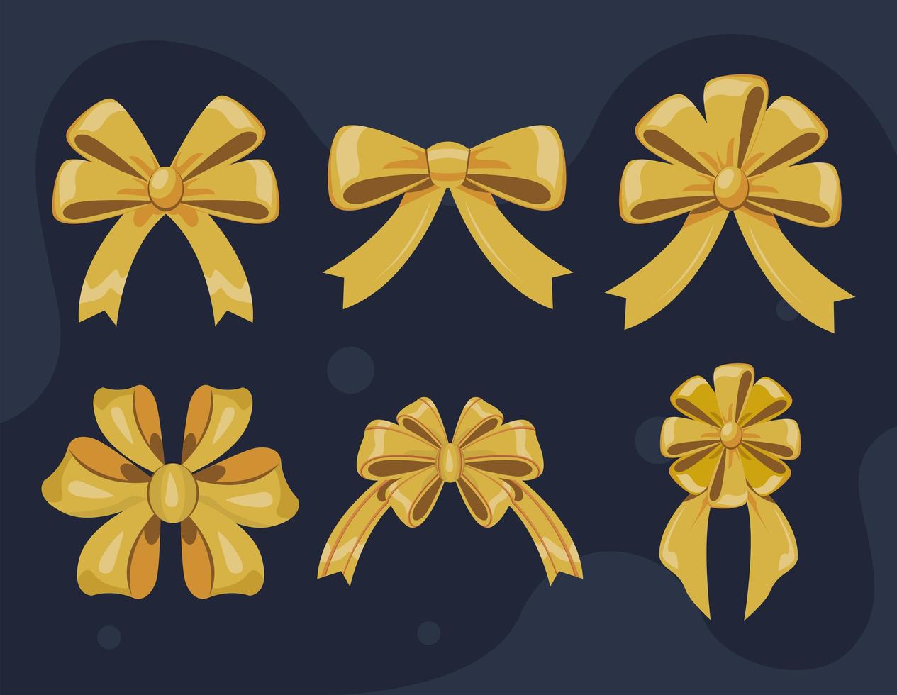 seis iconos de arcos dorados vector
