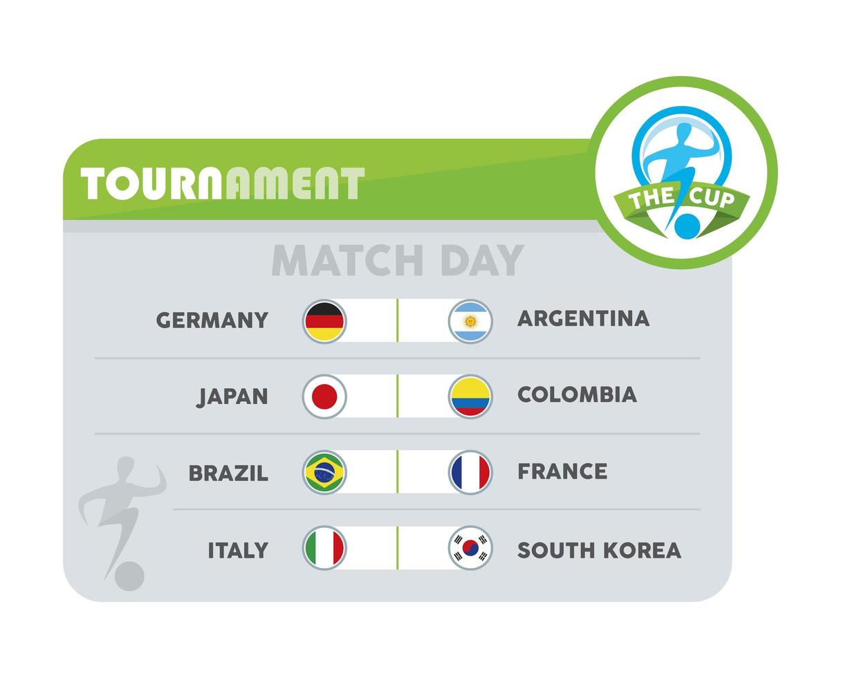 Infografía de partidos de fútbol de torneo. vector