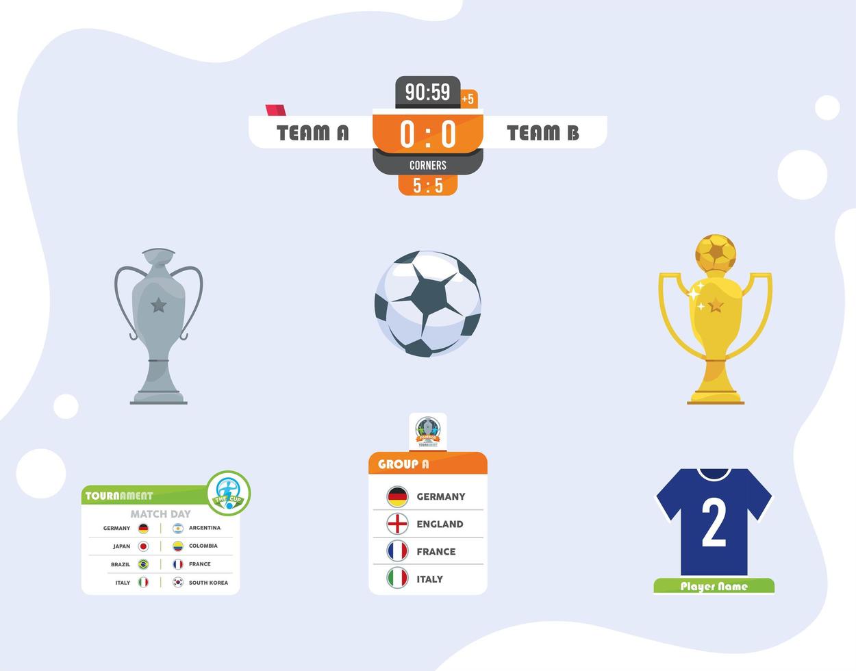 tournament soccer icons vector