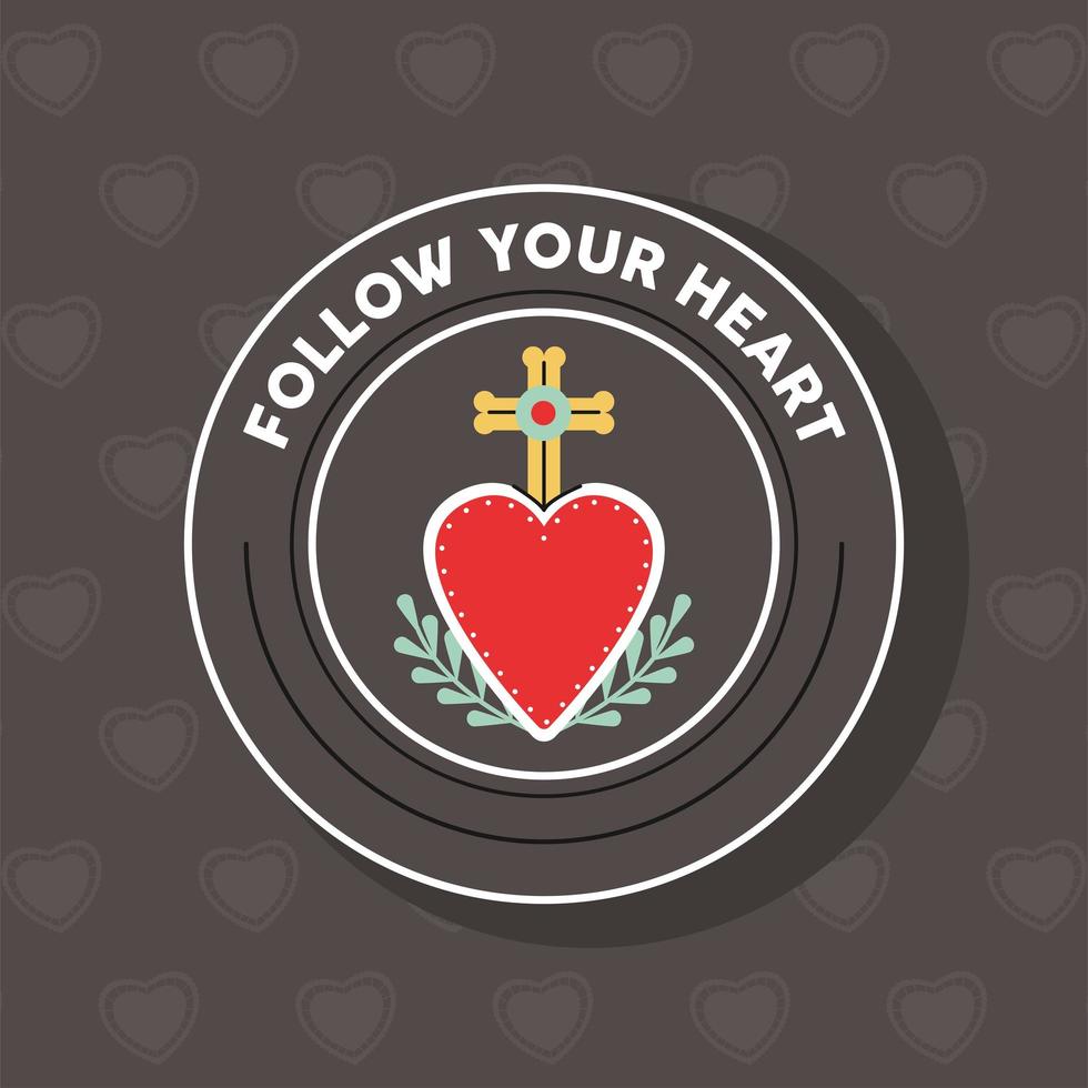 heart with cross emblem vector