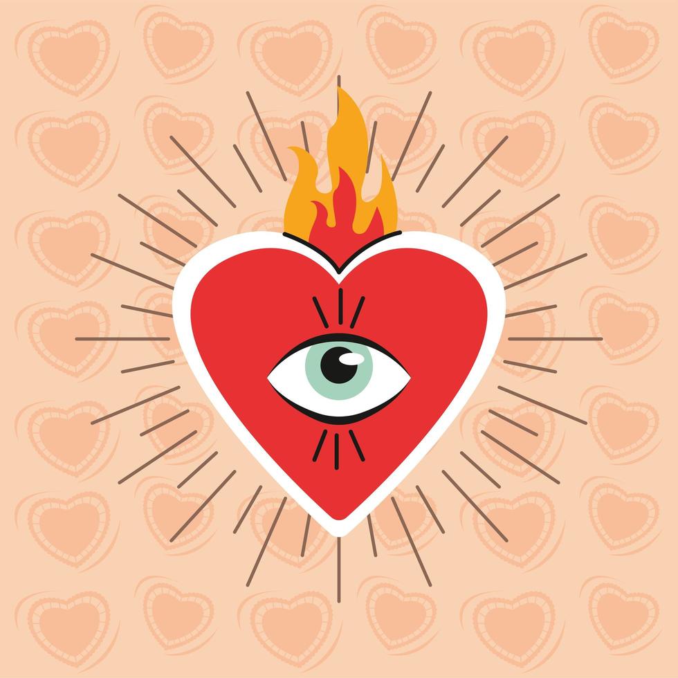 cartel de amor de corazón con ojo vector