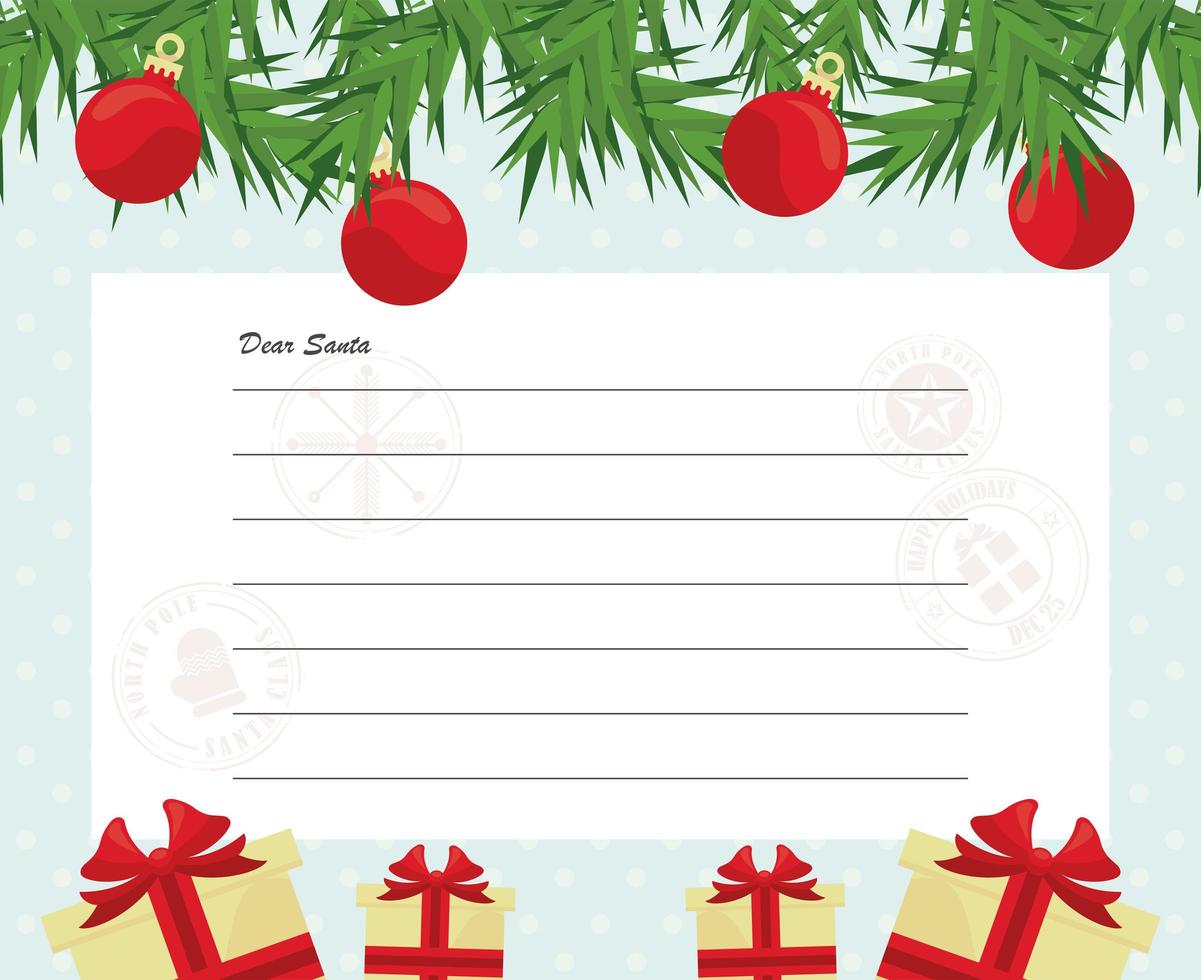 santa claus letter template vector