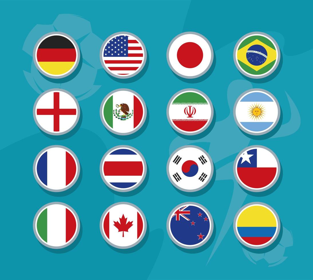 sixteen countries flags vector