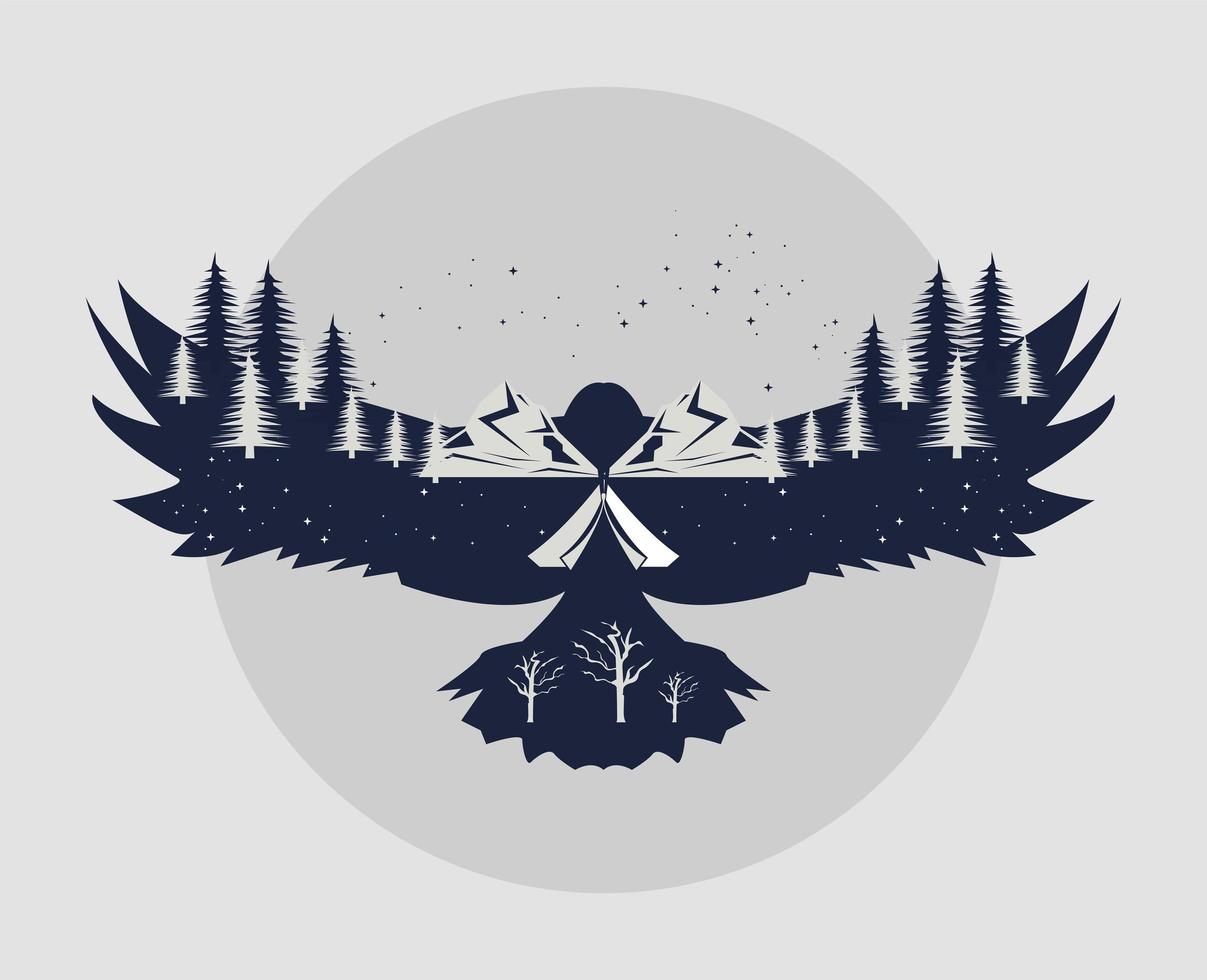 eagle animal double exposure vector