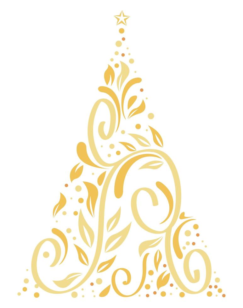 christmas tree golden vector