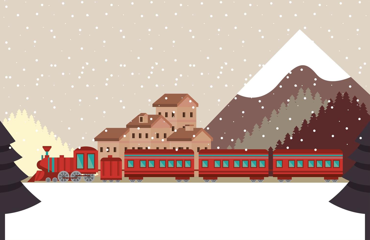 train and houses vector