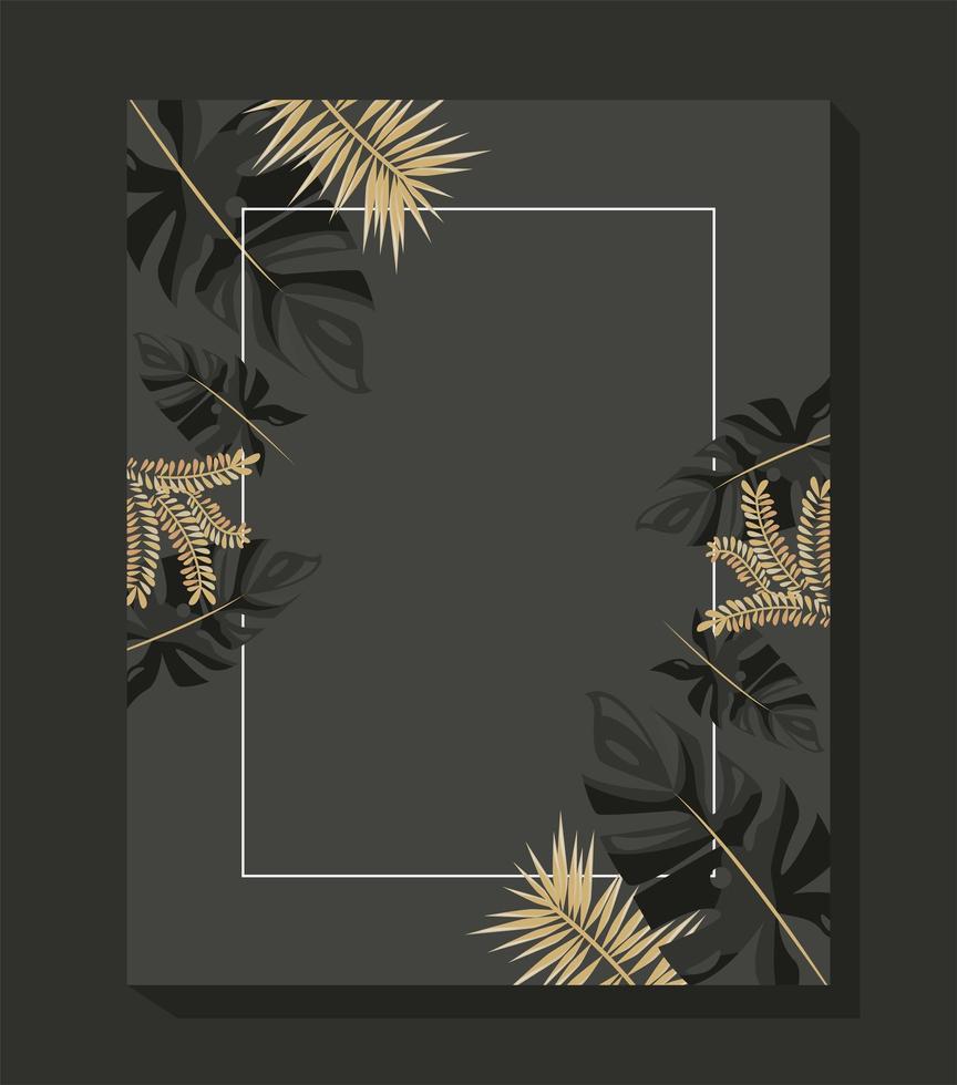 tropical leafs frame vector
