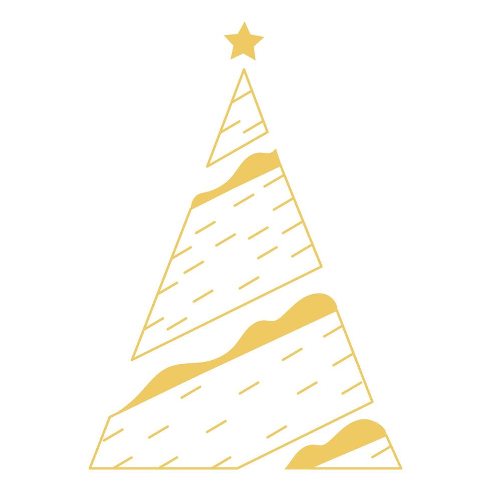 christmas tree golden decoration vector