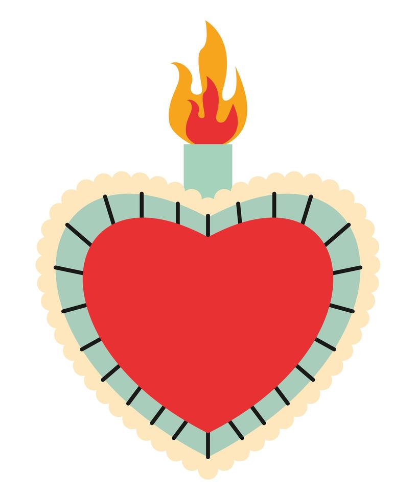 heart love with flame vector