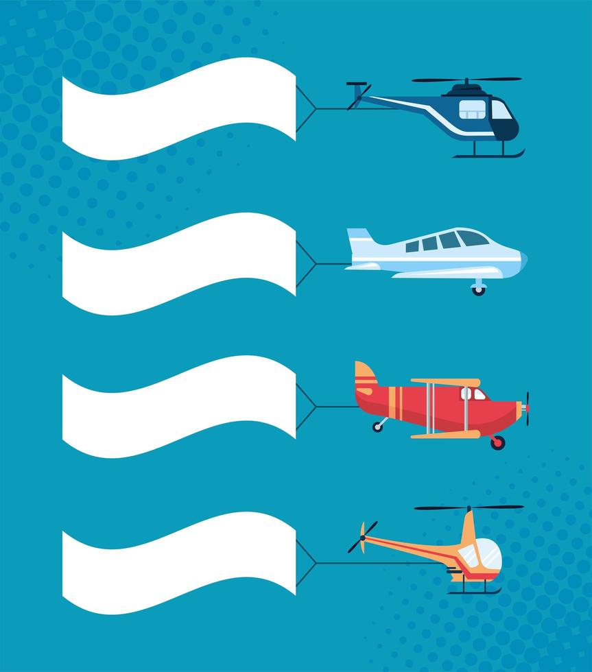 air transport four icons vector