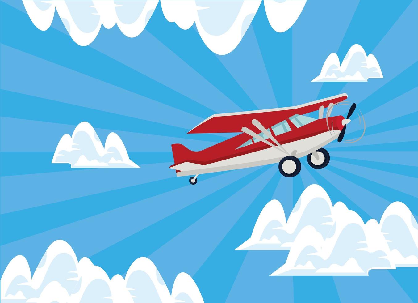 red plane in sky vector