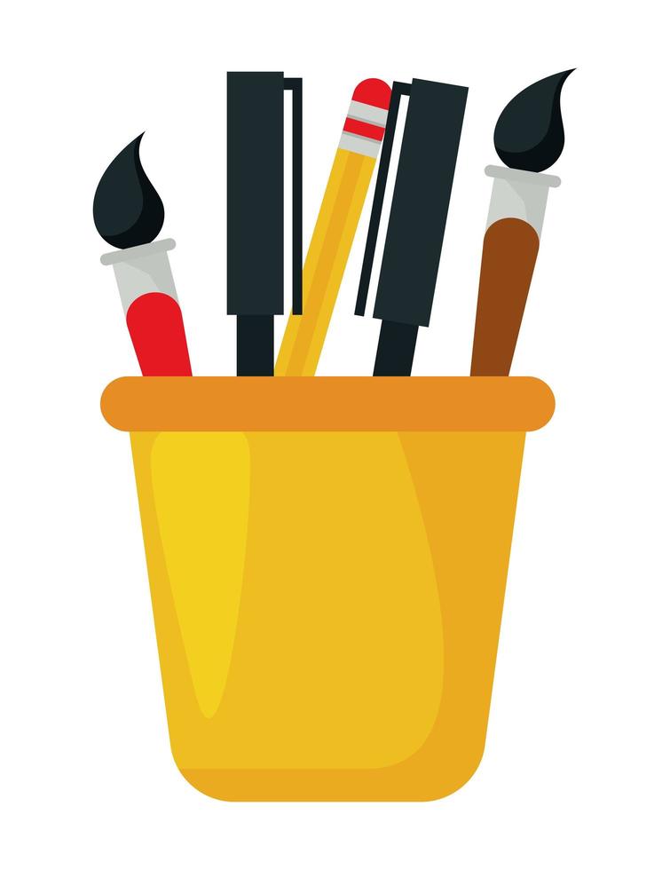 pencils holder school vector