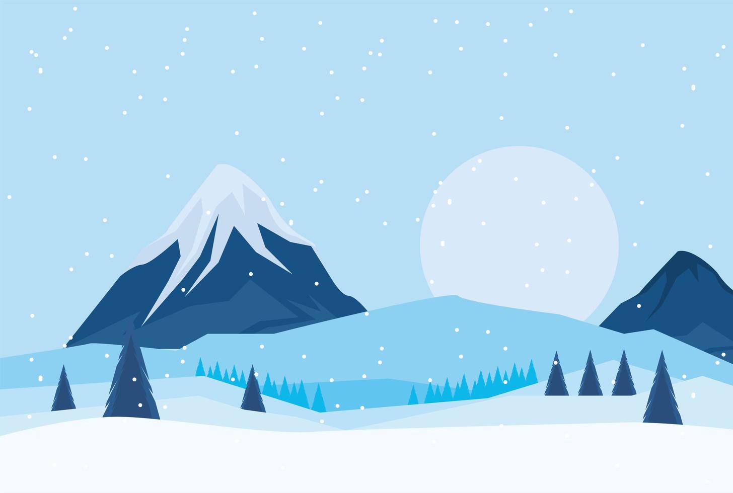 paisaje de invierno con nieve vector