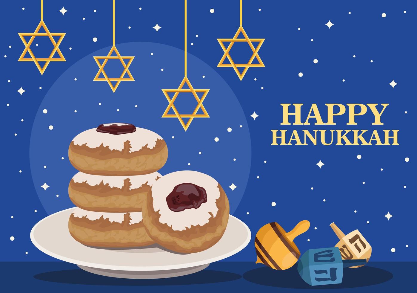 happy hanukkah postcard vector