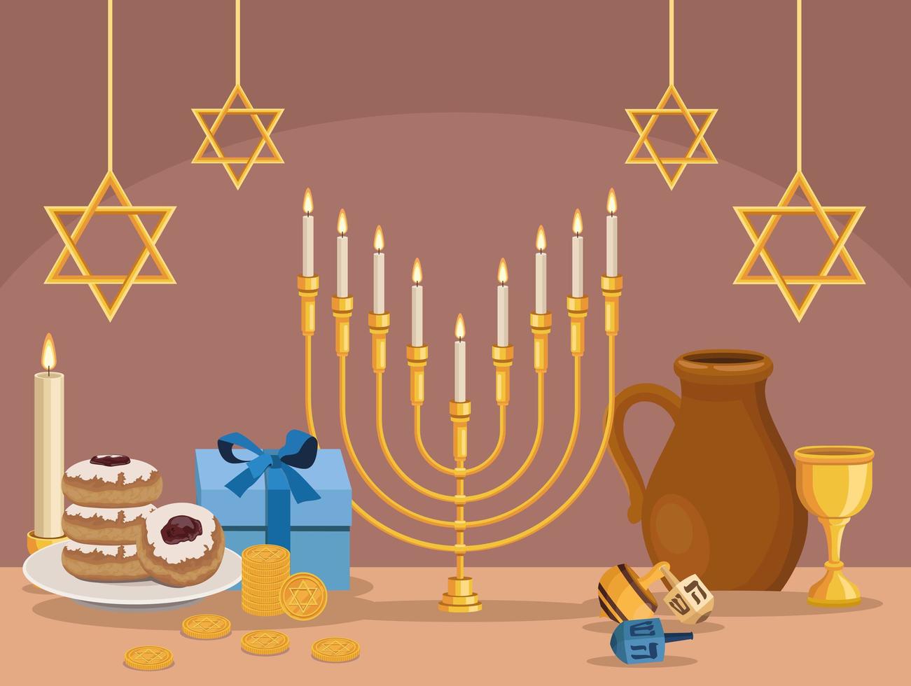 happy hanukkah celebrating vector