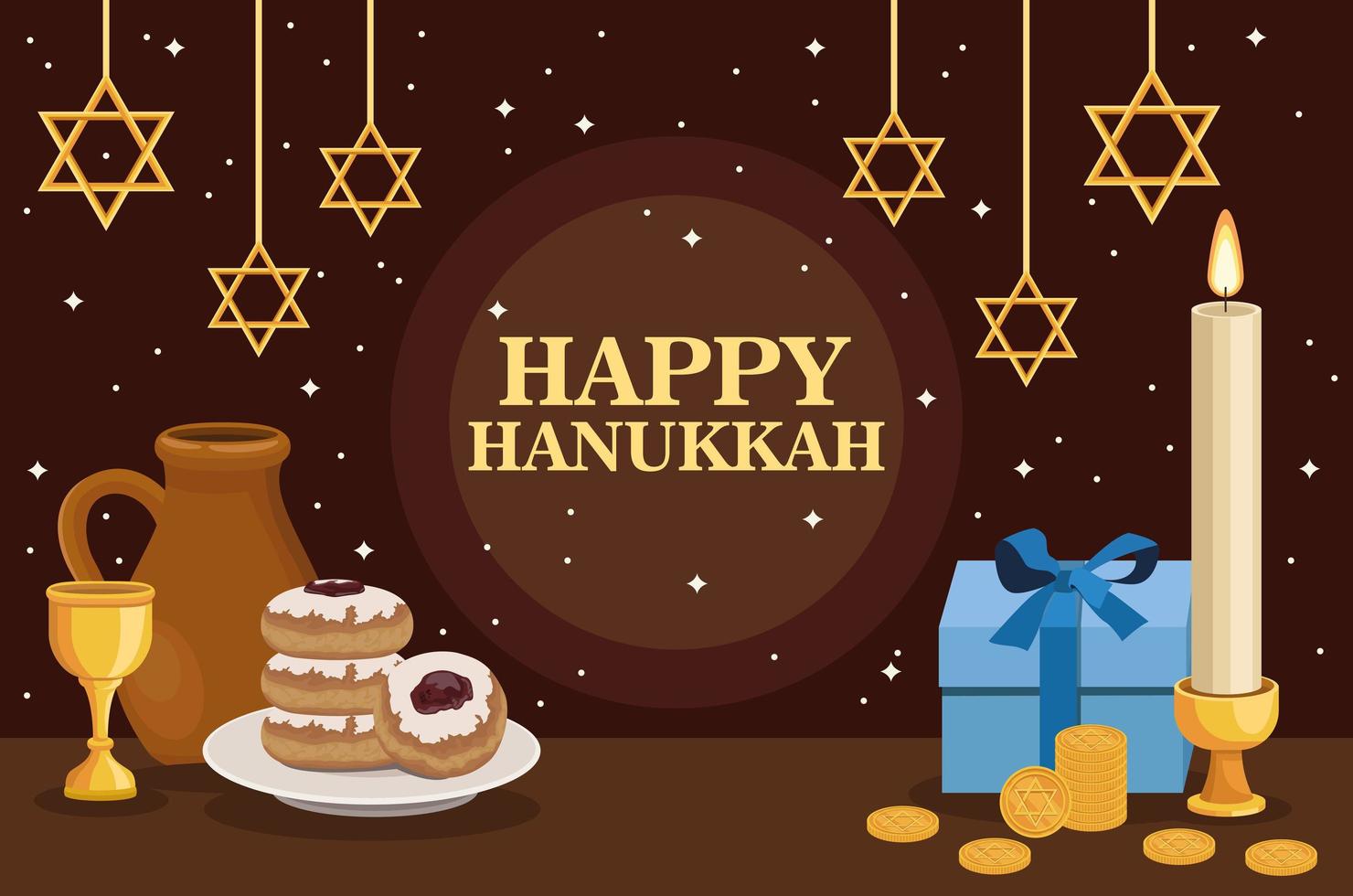 happy hanukkah card vector