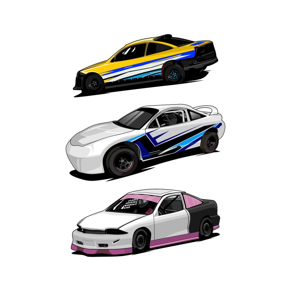 paquete conjunto stock car vector de carreras