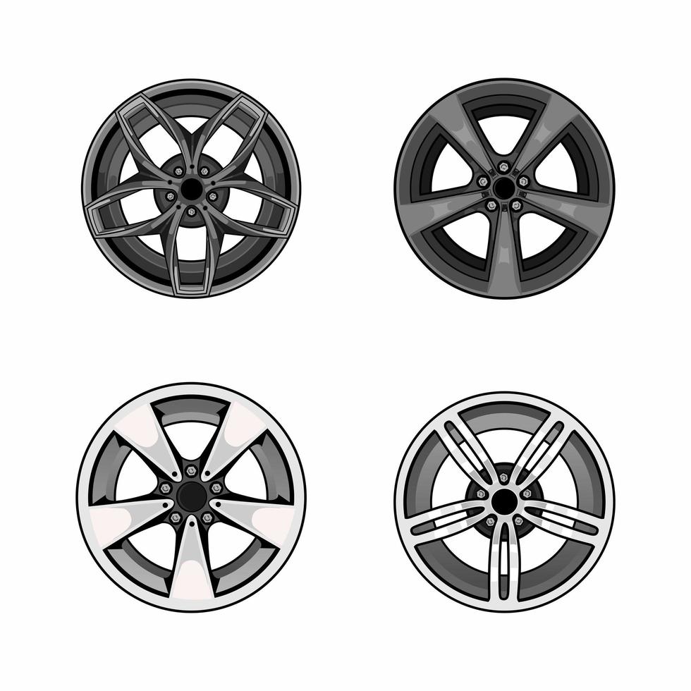 sports car rims set vector