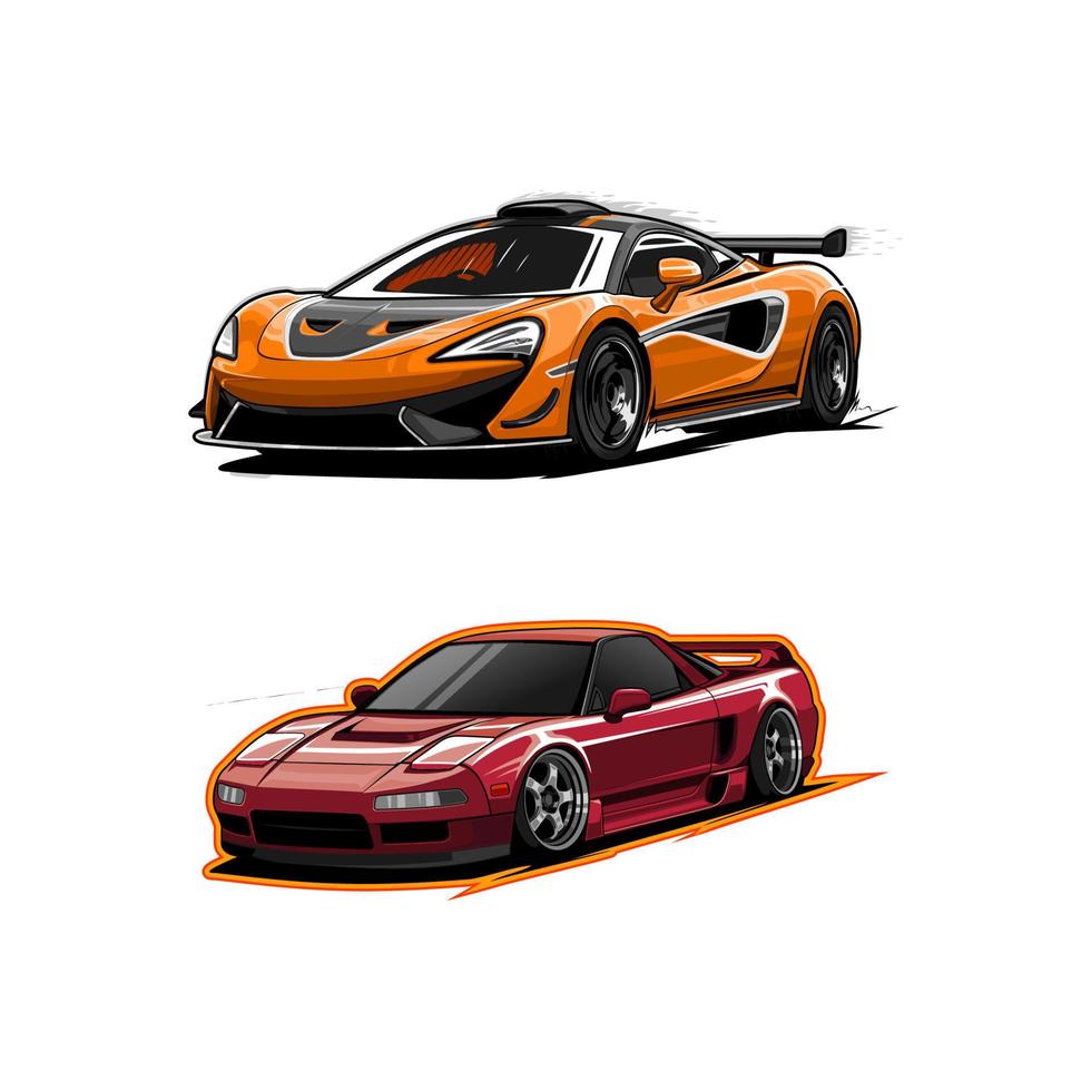 bundle set  luxury cars vector