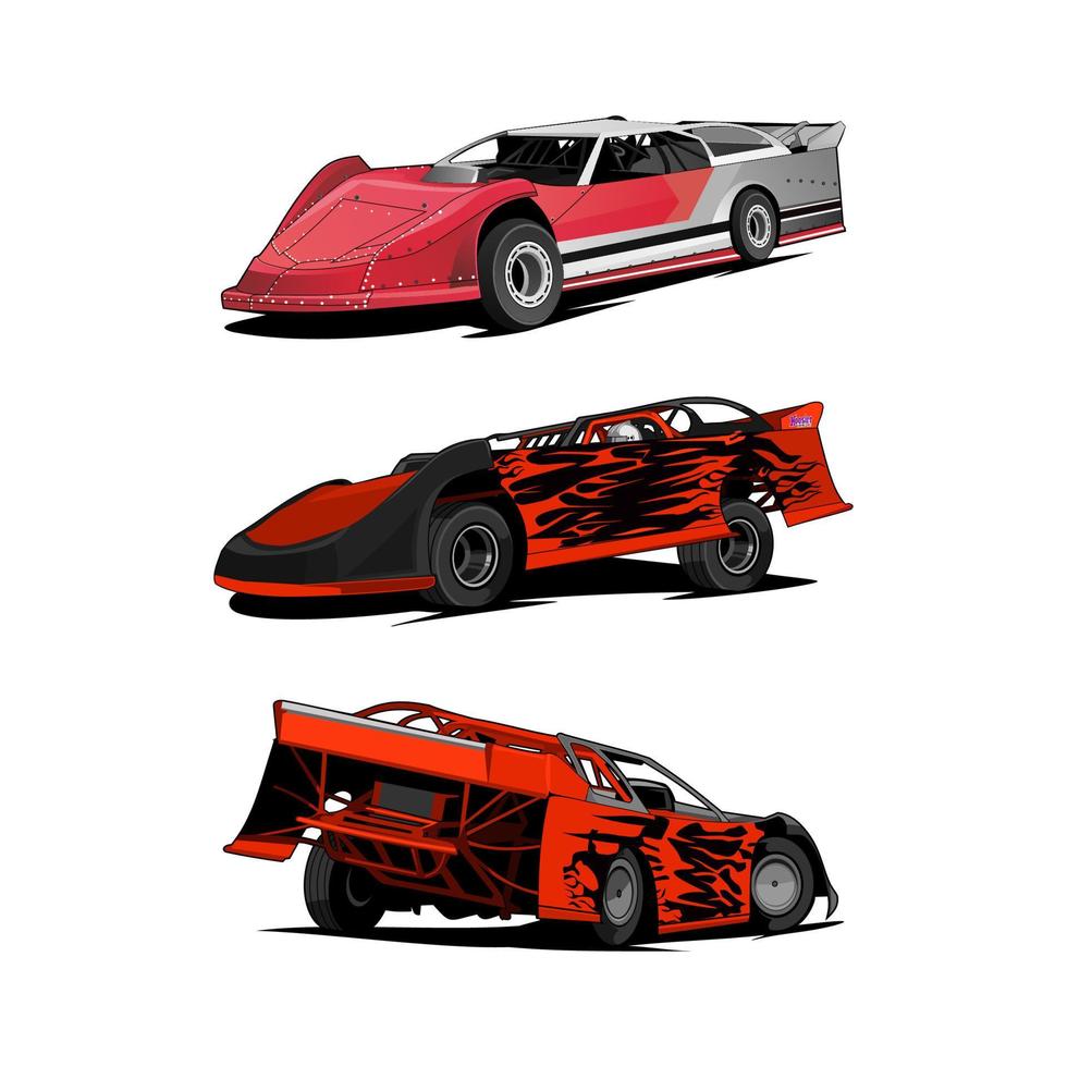 bundle set dirt racing car vector