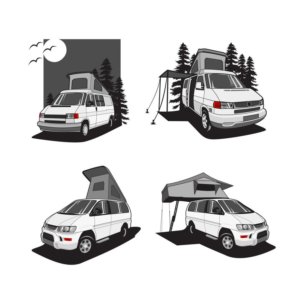 bundle set  camper van car vector