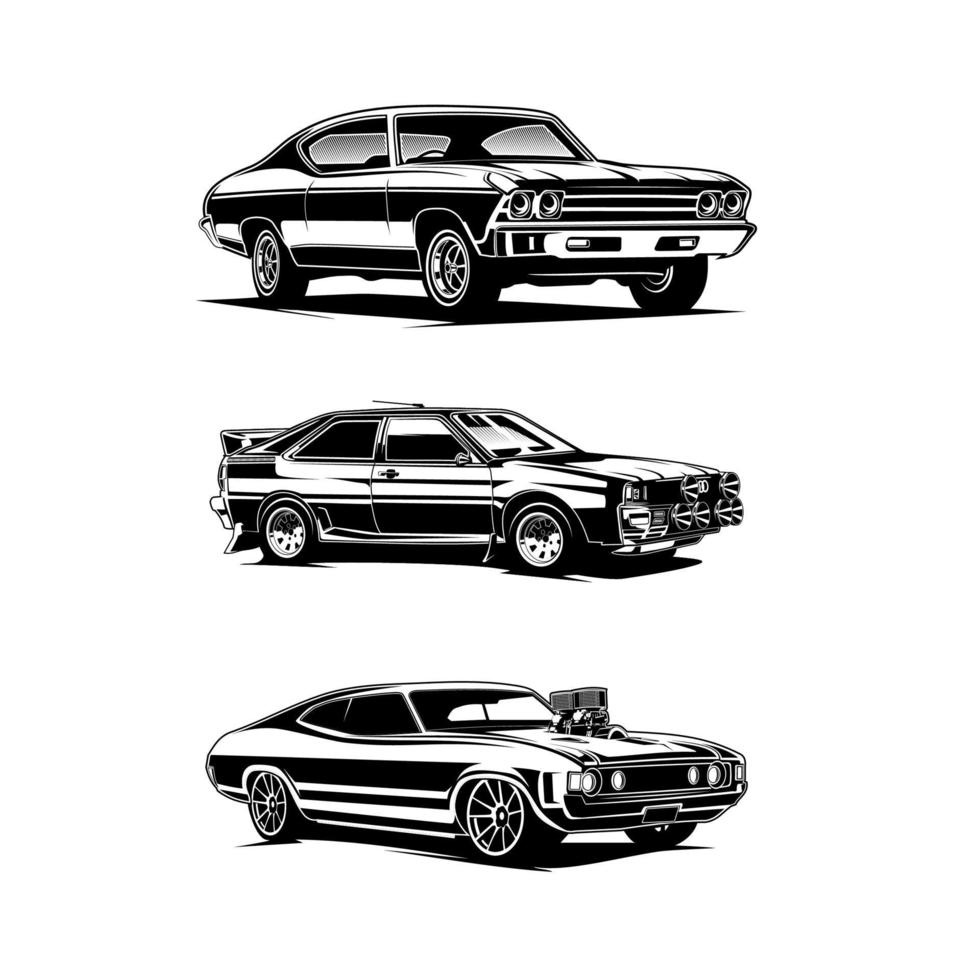 muscle car silhouette vector