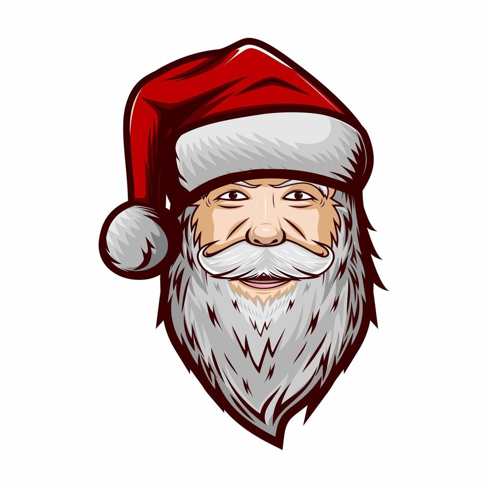 Santa Claus head with red hat and beard cartoon vector