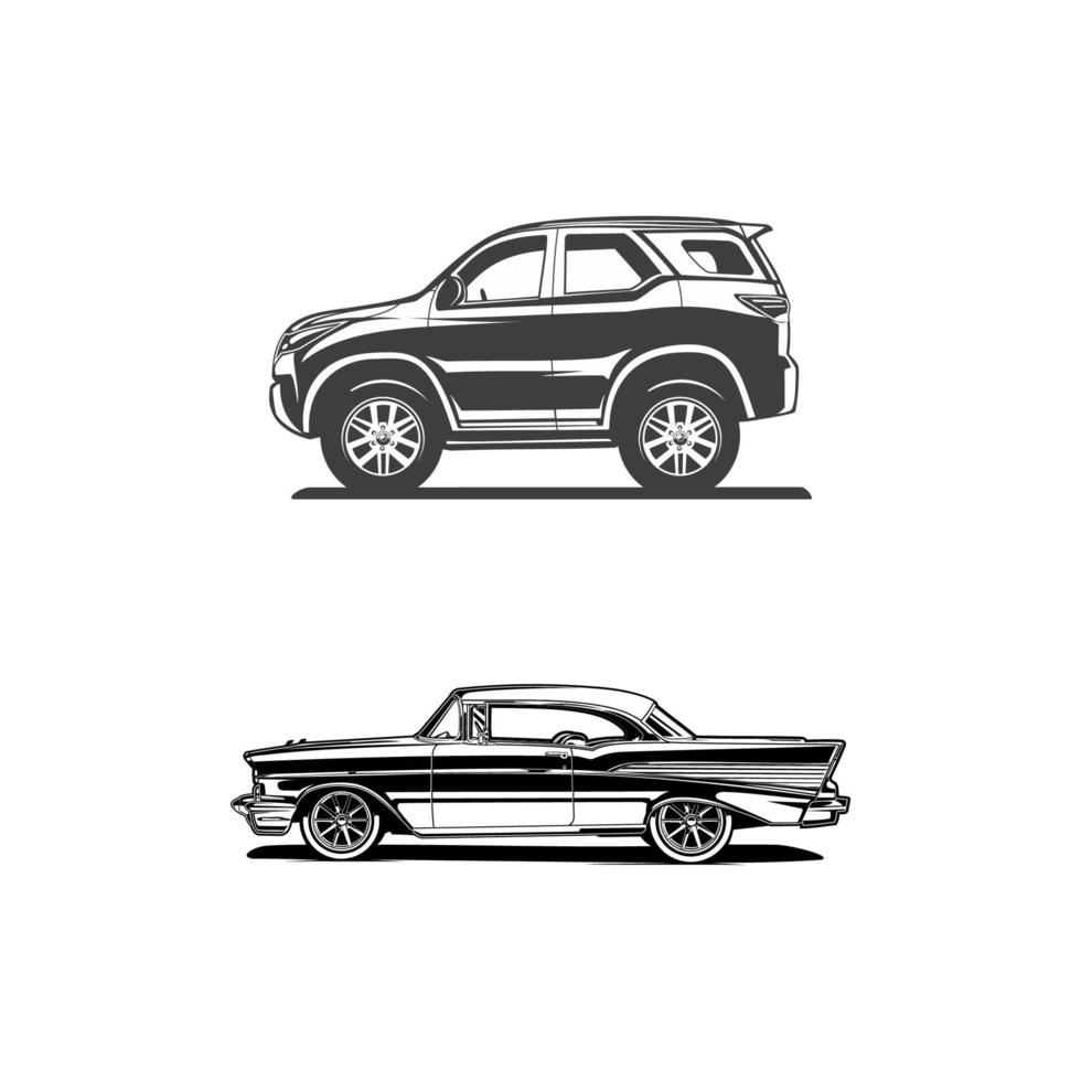 silhouette classic car vector