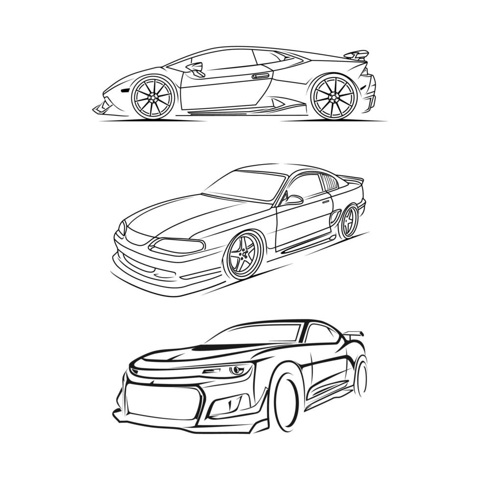 car sport line art vector
