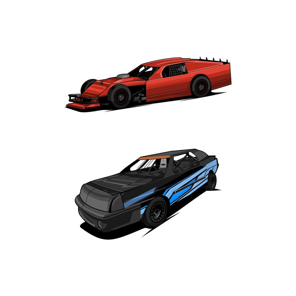 paquete conjunto stock car vector de carreras