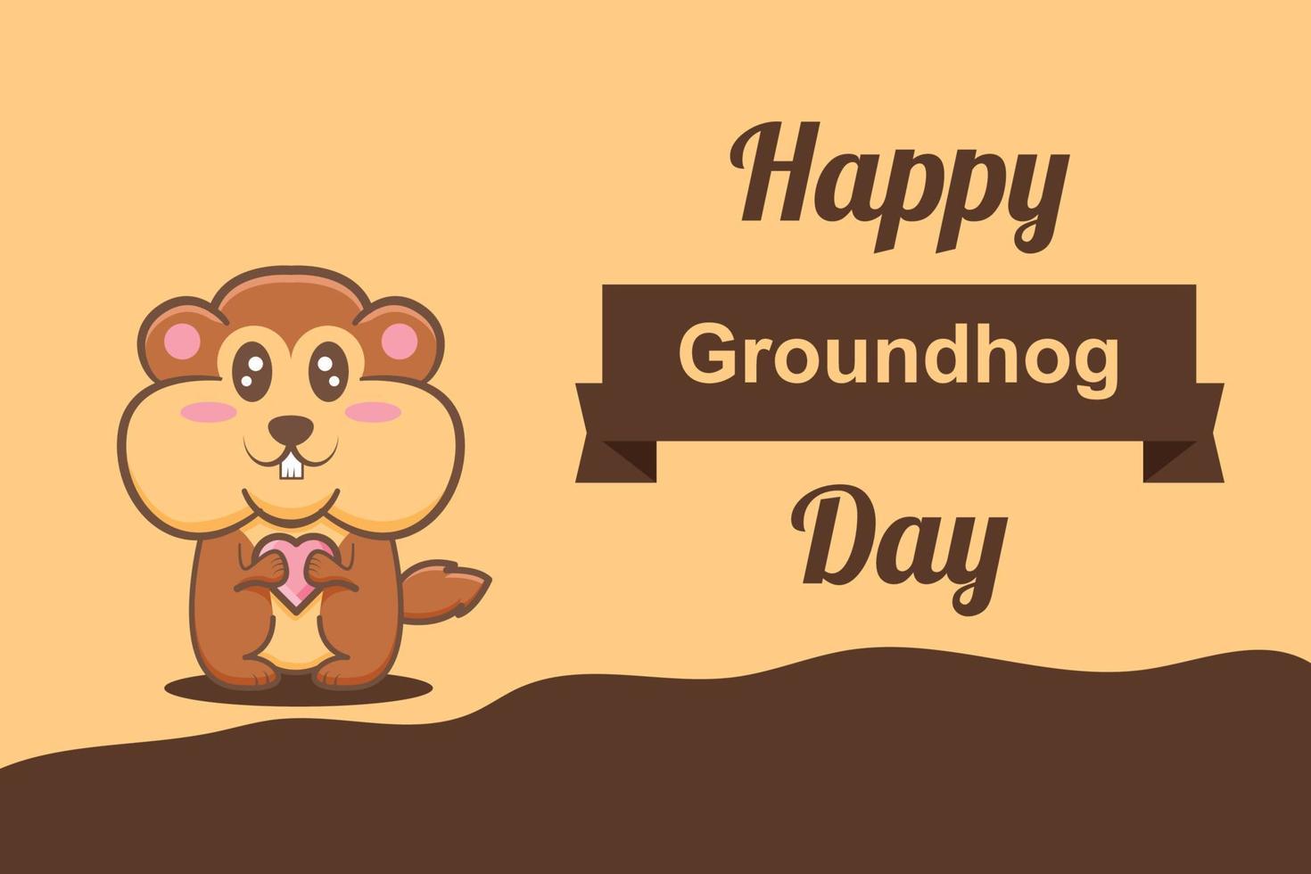 happy groundhog day banner with cute characters vector