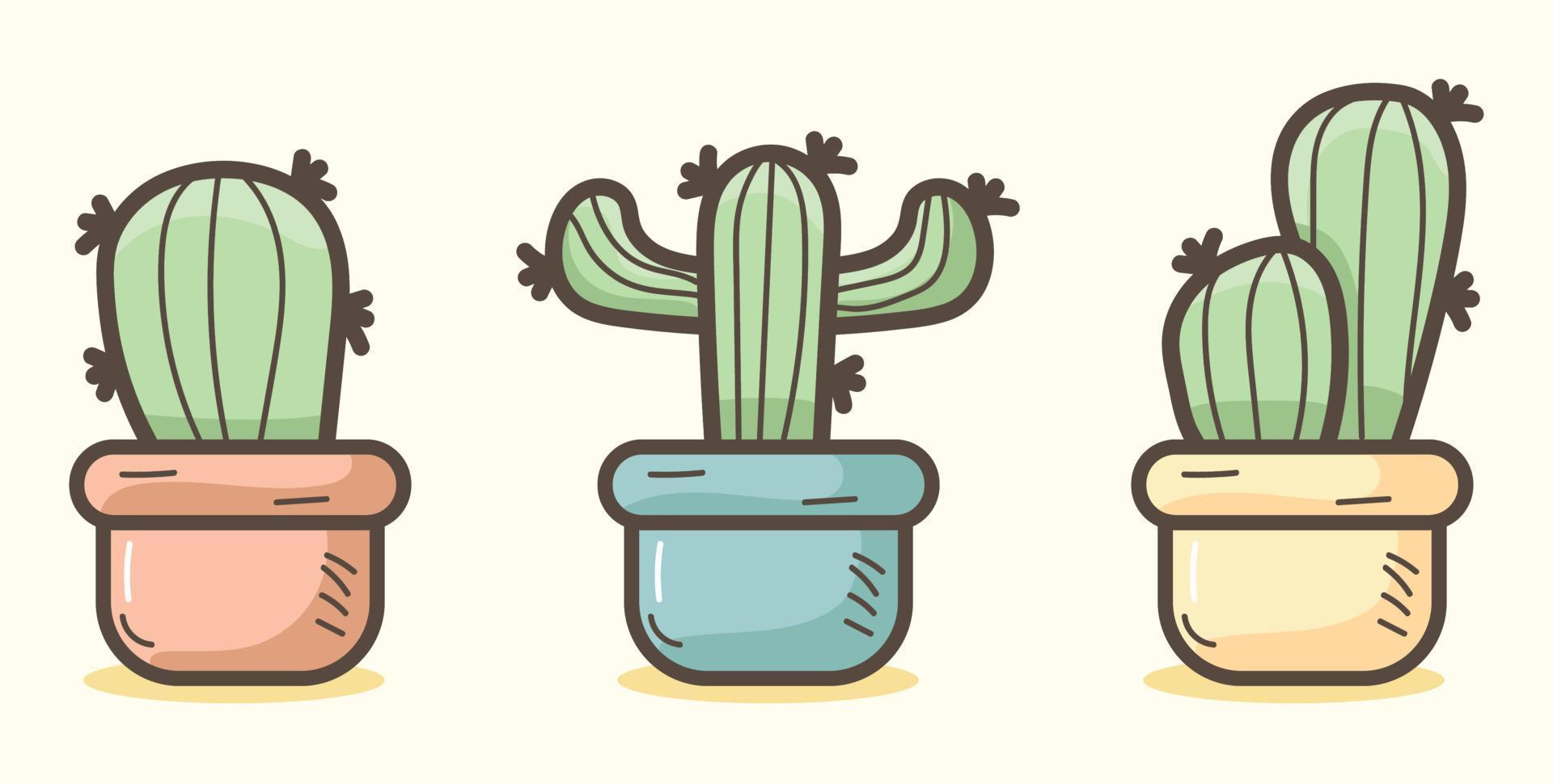 dibujado a mano lindo diseño de vector de cactus