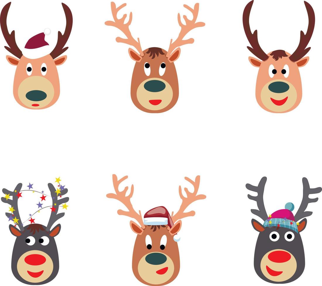 Deer Set Christmas.Christmas hats with different antlers. vector