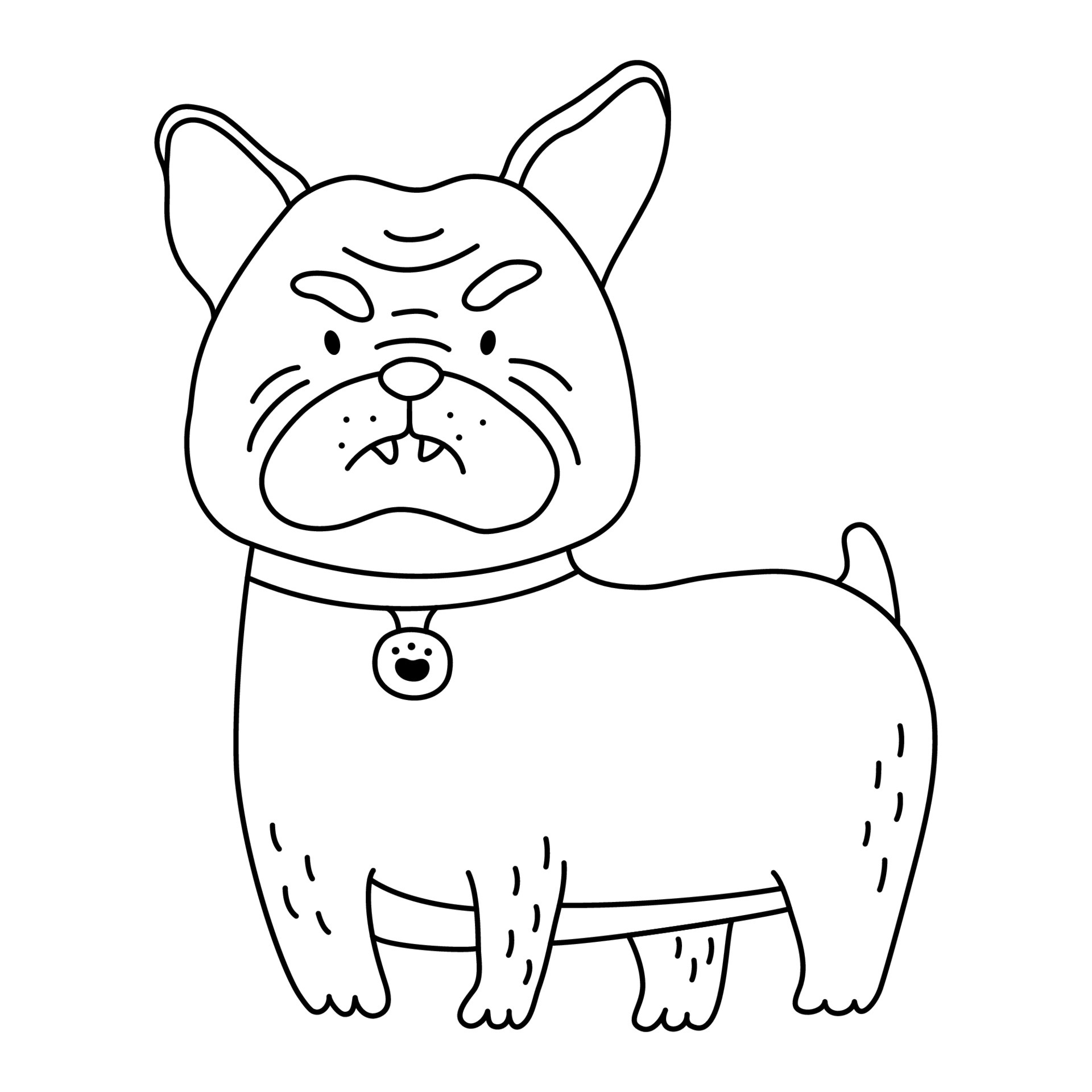 Cute little sitting and smiling dog bulldog coloring page ...