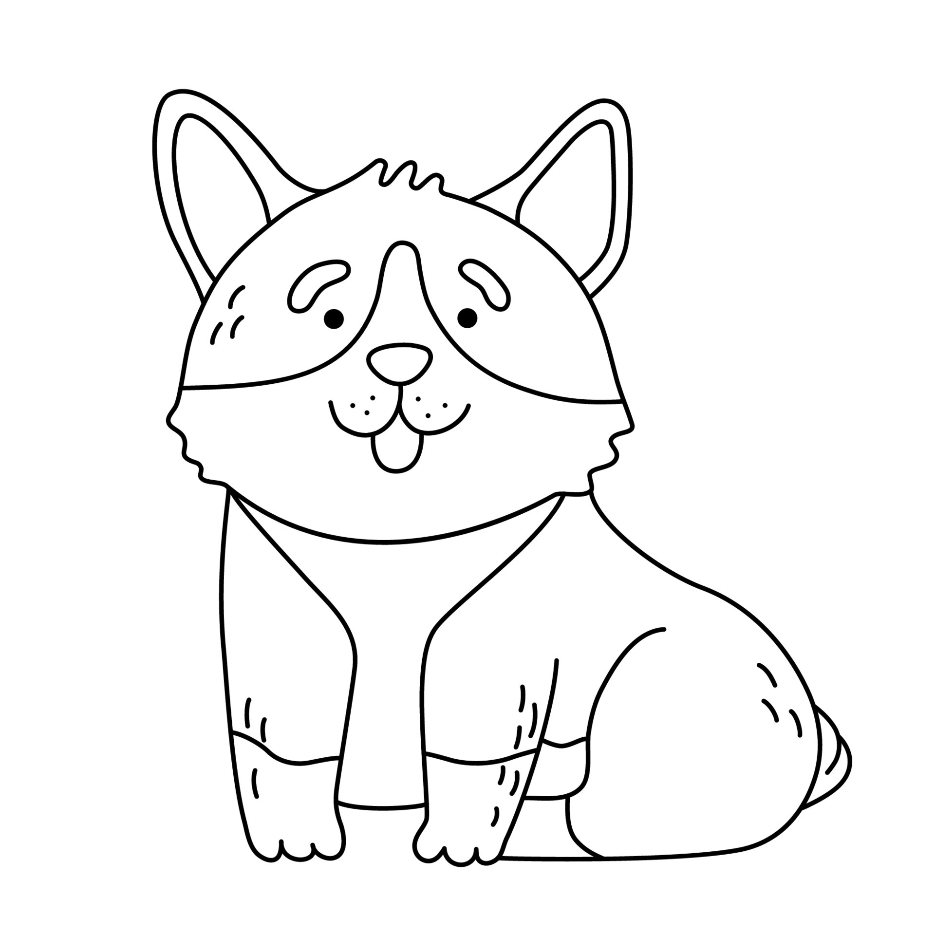 Fluffy shaggy dog corgi coloring page. Isolated vector ...