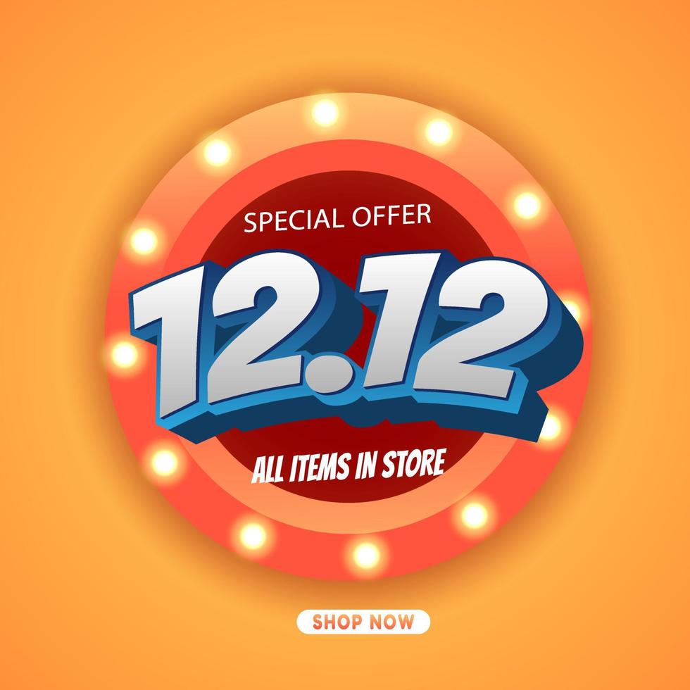 12.12 Shopping Day Sale Banner Template Design discount special offer, Shopping day banner template, Abstract neon light Sales Web Header Template Design for Sales and discount promotion poster vector