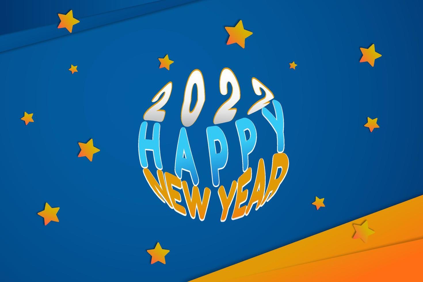 blue background with happy new year writing and stars vector