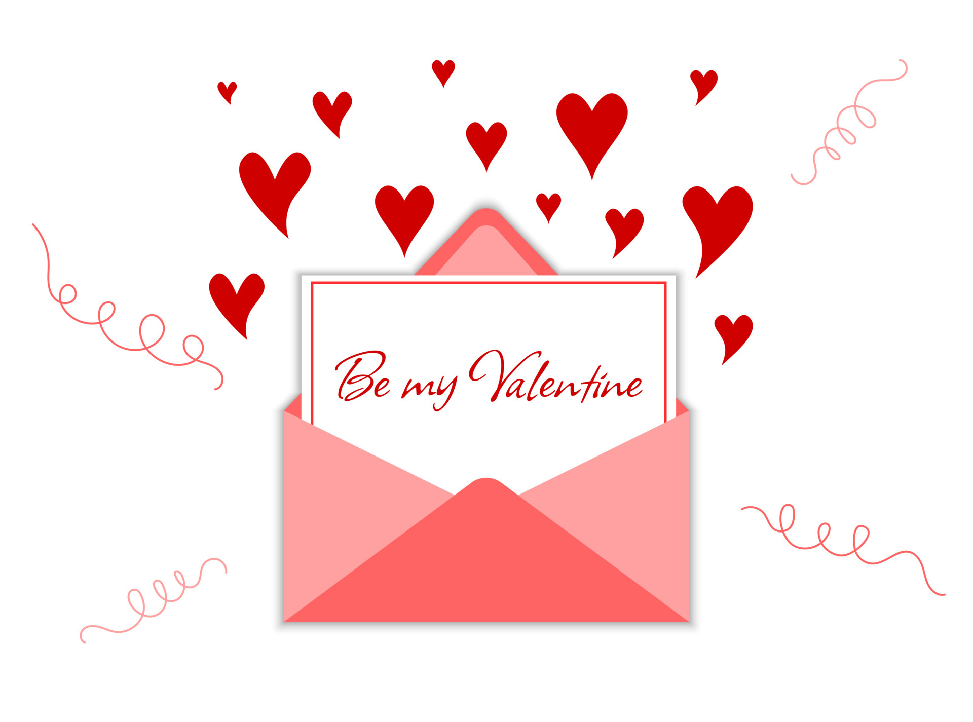 Be my Valentine letter in envelope isolated. Valentines Day greeting
