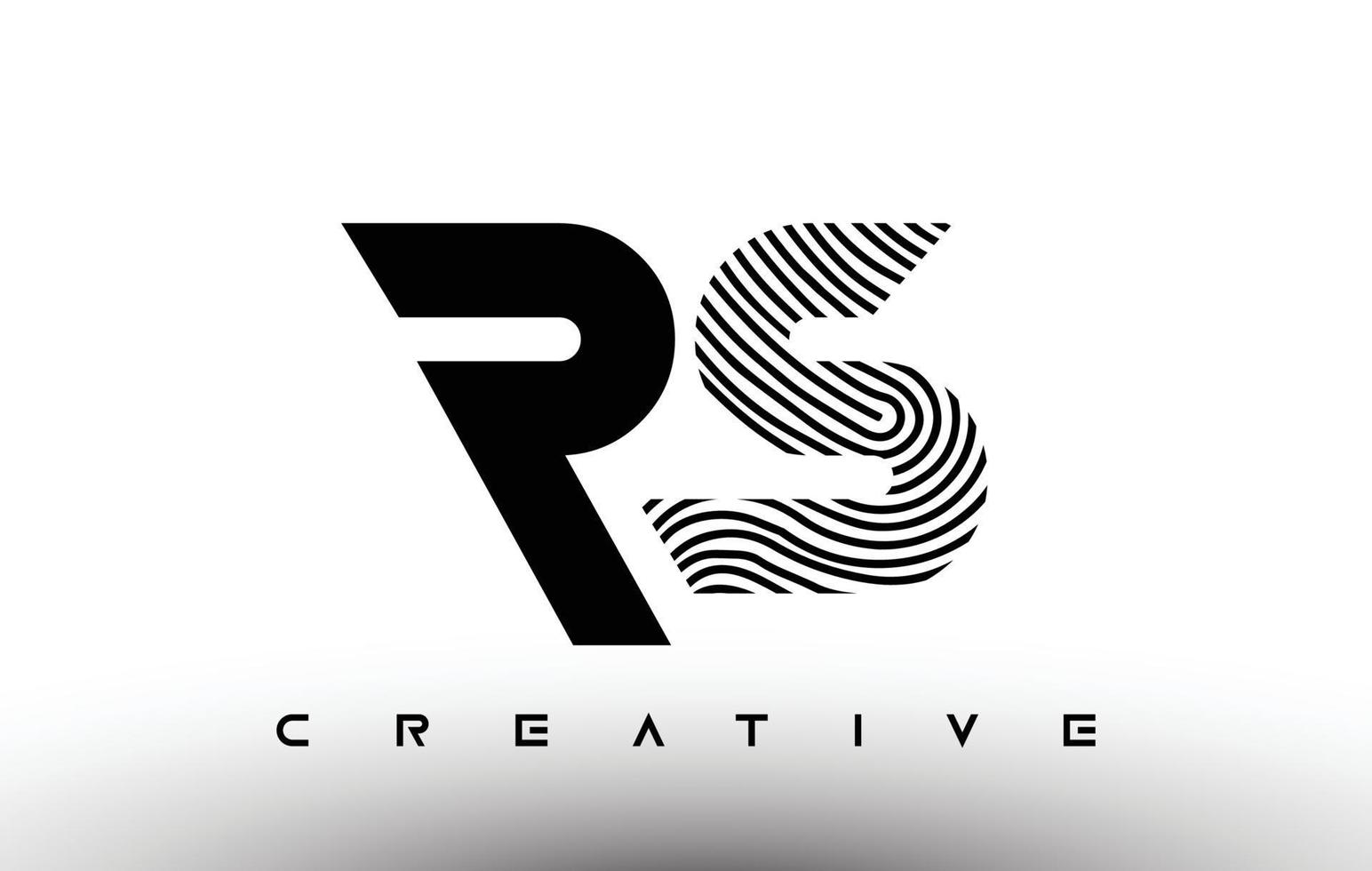 Diseño de logotipo de letra de cebra de huella digital de rs. rs logo con vector de icono creativo de huella dactilar