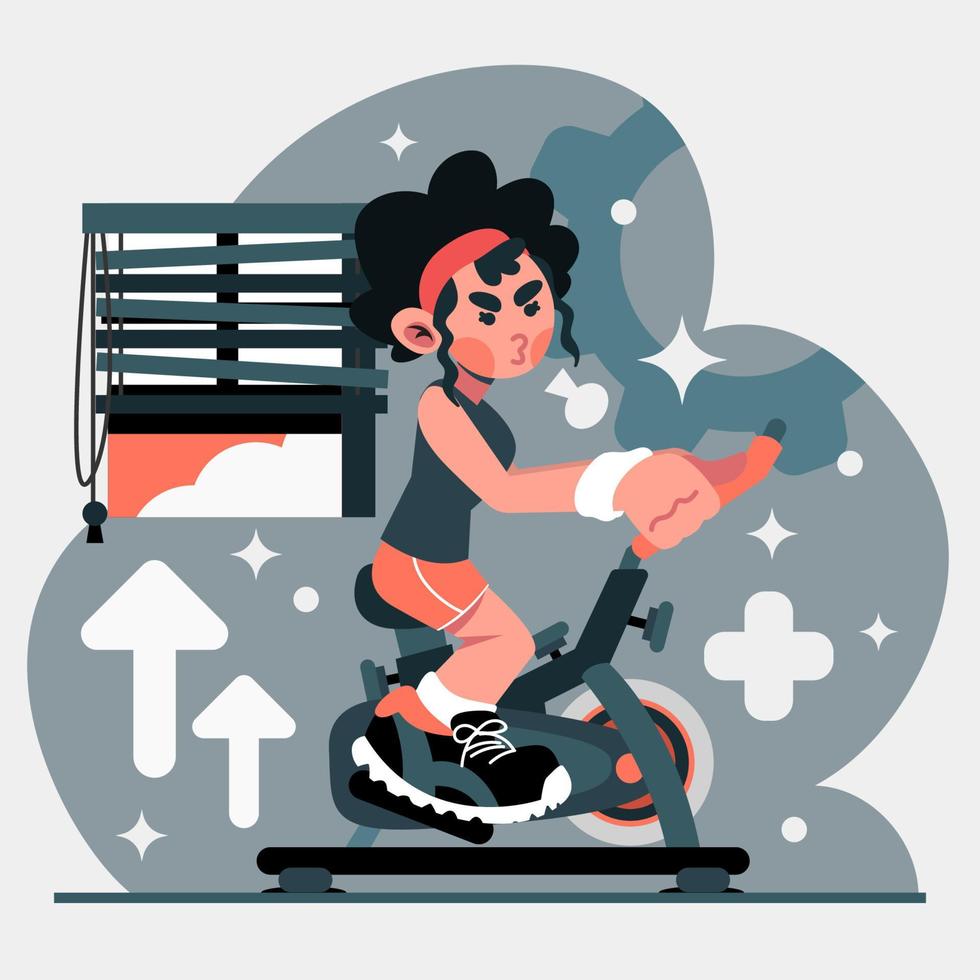 Cycling at Home for Healthy Lifestyle vector