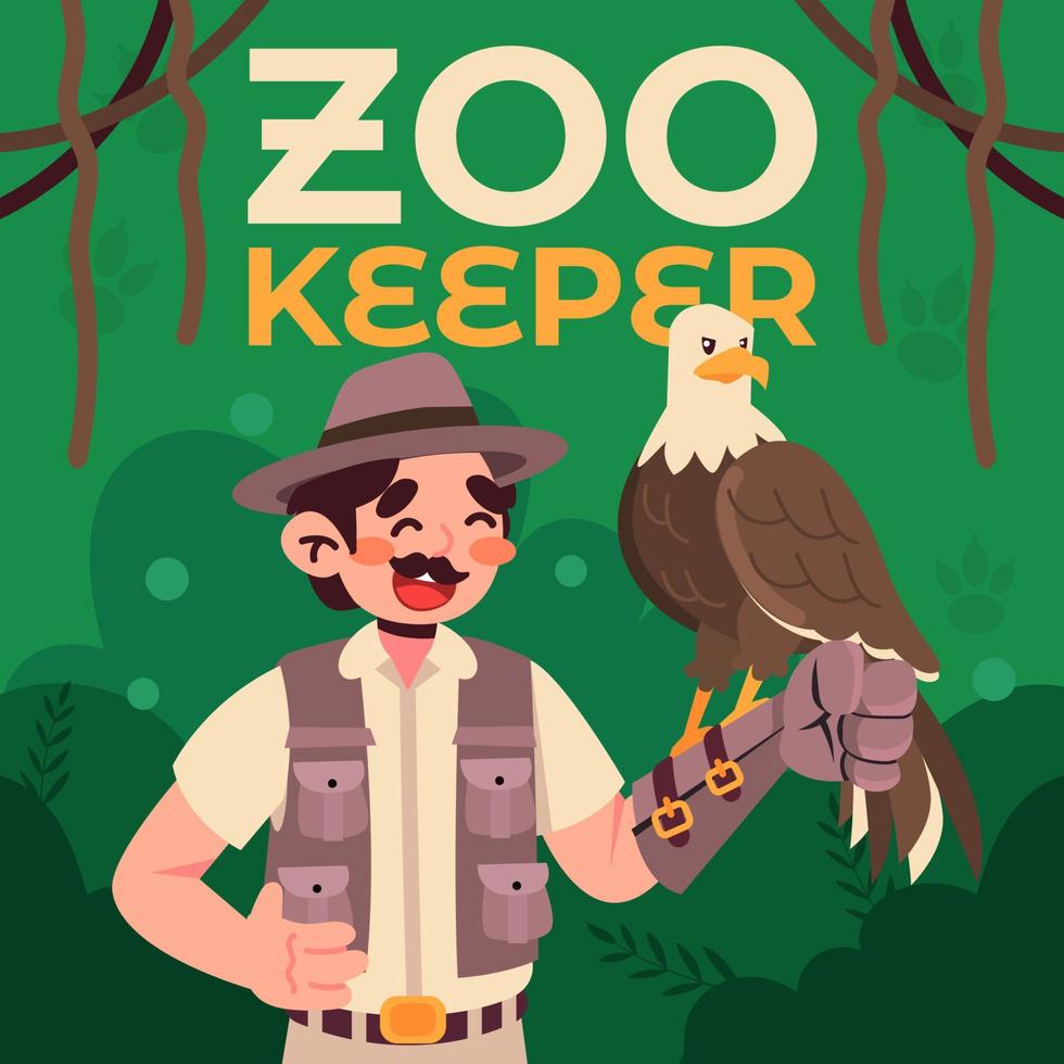 Zoo Keeper with The Eagle vector