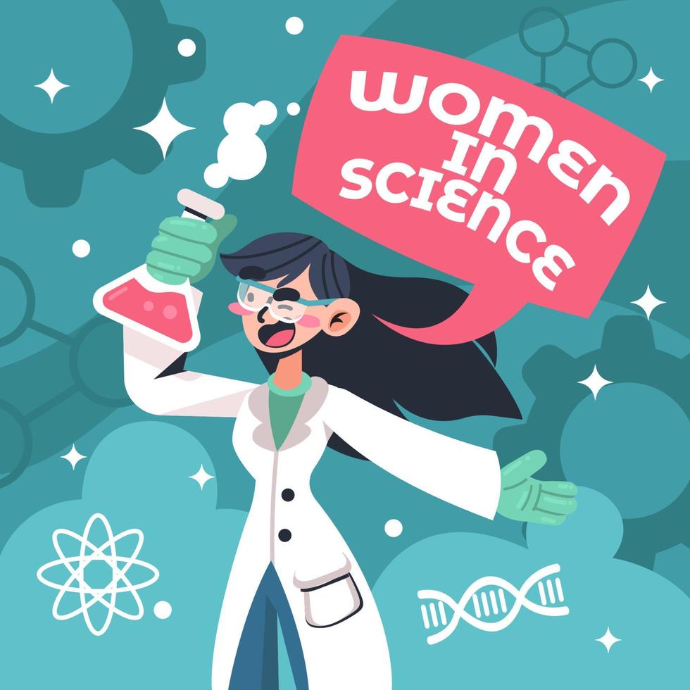 Character of Girl in Science vector