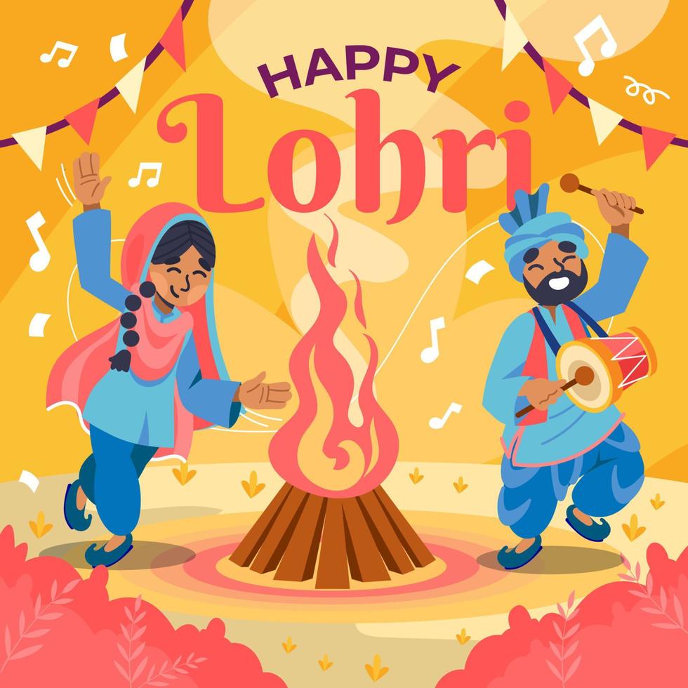 Dance of Lohri Celebration vector